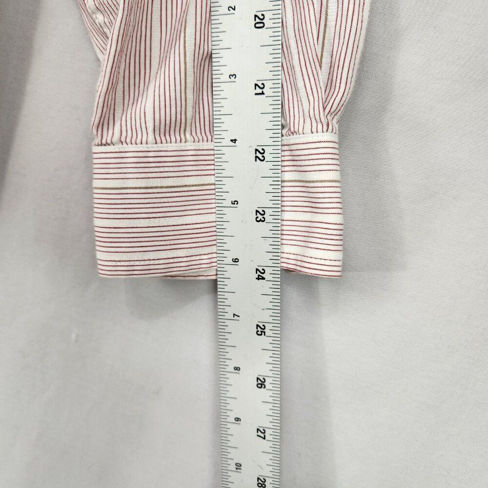 CINCH Western Wear Long Sleeve Button Down Shirt Mens Large Striped Red White - Picture 5 of 8